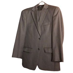 Tommy Hilfiger, Men’s Suit, 36 S, navy blue with a light blue pinstripe.